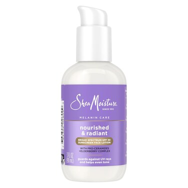 SheaMoisture Melanin Care Broad Spectrum SPF 30 Sunscreen Face Lotion Nourished &amp; Radiant for Protection Against UV Rays &amp; Even Tone, with Pro-Ceramides +Elderberry Complex, 3 oz