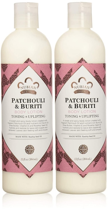 Nubian Heritage Body Lotion with Shea Butter and Rose Hips Lotion PATCHOULI &amp; BURITI,13 fl oz - Pack of 2