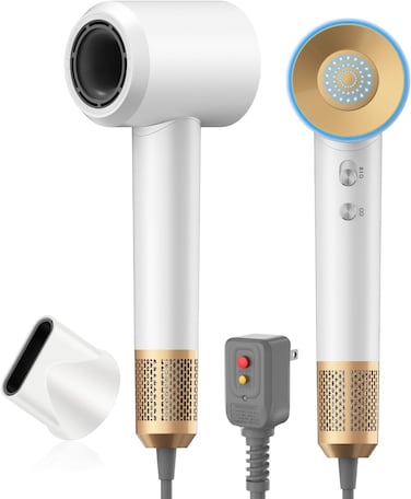 Hair Dryer, High-Speed Blow Dryer with 110,000 RPM for Fast Drying, 200 Million Negative Ionic Hair Dryer, Low Noise Travel Hair Dryer with Magnetic Concentrator Nozzle (White)