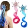 2 Pcs Colored Hair Extensions for Kids Snowflake Clips Rainbow Curly Hair Extensions Rhinestone Braided Ponytails Gradient Accessories for Little Girl Toddler Women Cosplay Dress Up