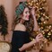 NVENF Knotted Headbands for Women, Pearl Crystal Knotted Headband, Rhinestone Embellished Jeweled Headbands Wide Top Knot Hairband Womens Fashion Hair Accessory (Christmas Green)