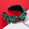 NVENF Knotted Headbands for Women, Pearl Crystal Knotted Headband, Rhinestone Embellished Jeweled Headbands Wide Top Knot Hairband Womens Fashion Hair Accessory (Christmas Green)