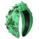 YAHPERN St. Patricks Day Headband for Women Good Luck Shamrock Knotted Headband Green Crystal Wide Top Knot Headband Lucky Irish Holiday St. Patricks Day Hair Accessories Party Gifts (Shamrock 6)
