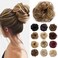 Benehair Messy Bun Hair Piece Scrunchy Updo Hair Pieces for Women Fluffy Wavy Hair Bun Scrunchies Donut Hairpiece Synthetic Chignons With Elastic Rubber Band Light Brown &amp; Ash Blonde 1pc 25g