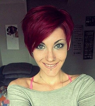 Divine Hair Synthetic Short Pixie Cut Wig Burgundy Natural Straigt Hair Cosplay Halloween short Wine Red Wigs With Bangs For White Black Women (Burgundy)