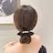 4 Pcs Rabbit Ear Bow Pearl Scrunchie Hair Ties Love Heart Shape Bunny Ear Scrunchies High Stretch Durable Ponytail Rope Hair Bands Headdress Accessories for Women Girls (Black, Gray)