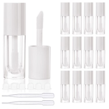 COSIDEA 14pcs Empty 6ml big brush lip gloss tubes for DIY lip gloss,White lipgloss containers