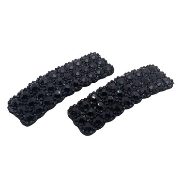 2PCS Rhinestones Snap Hair Clips for Women Girls Rectangular Hairpins Korean Barrettes Hair Accessories Black