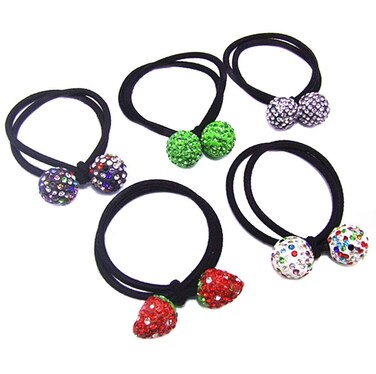 5 Pcs Women Polychromatic Rhinestone Elastic Hair Bands Cotton Stretch Hair Ties Ponytail Girl Headbands Hair Ropes Hair Accessories