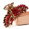 Suoirblss Large Metal Rhinestone Alloy Hair Claw Jaw Clip Retro Flowers Hair Clip Fancy Hair Barrette Clamp for Women Thick Hair (Red)