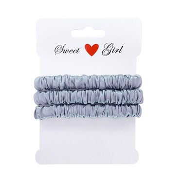 Maxfeel 100% Pure Muberry Silk Hair Scrunchie Multicolor (Small Size-Silver 3PCS)