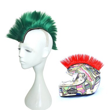 Skinhead Green Wig Punk Helmet Mohawk Wig Costumes Hairpiece