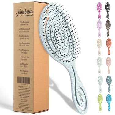 Ninabella Organic Detangling Hair Brush for Women, Men &amp; Children - Does not Pull on Hair - Hair Straightening Brushes for Straight, Curly &amp; Wet Hair - Unique Spiral Hairbrush