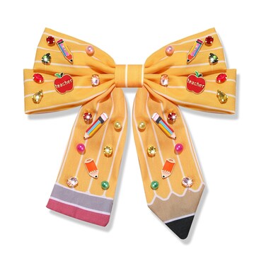 Pencil Hair Bows for Women Back To School Hair Bow Clips Teacher Hair Accessories Pencil Hair Clips Cheer Bows Large Hair Bows School Accessories Teacher Appreciation Gifts (Pattern Q)