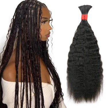 Super French Bulk Human Hair for Braiding No Weft 100 g (1 Pack-2 Bundles) 100% Unprocessed Brazilian Virgin Human Hair Bulk Human Braiding Hair For Micro Braids Super Bulk 18 inch (Natural Black #1B)