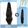 Meepo 20 inch Ponytail Extensions Drawstring Claw - Clip in Ponytail hair extension Curly Drawstring Ponytail Dark Brown Curly Wavy body pony tail hair extainson Claw Synthetic Hairpiece for Black