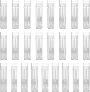 25 Pieces 5ml Clear Empty Plastic Container Lip Balm Containers Lipstick Tubes Plastic Refill Lip Balm Tube with Cap