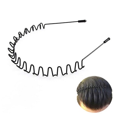 Hair Band, Metal Hair Bands for Men Women, Black Wavy Hair Bands, Spring Outdoor Sports Headbands, Unisex Hair Bands Accessories, Simple Elastic Headwear