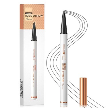 Microblading Eyebrow Pen,Eyebrow Magic Pen Eyebrow 4 Tip Brow Pencil,3d waterproof microblading eyebrow pen 4 fork tip tattoo pencil Waterproof&amp;Smudge-proof Creates Natural Looking Brows（Grey）