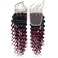 Brazilian Ombre 1B 99J Deep Wave 4x4 Lace Closure 100% Unprocessed Human Virgin Hair Burgundy Deep Curly Wine Red Colored 2 Tone 1b/99J closure Loose Deep Closure (20inch, 1b 99j deep wave closure)
