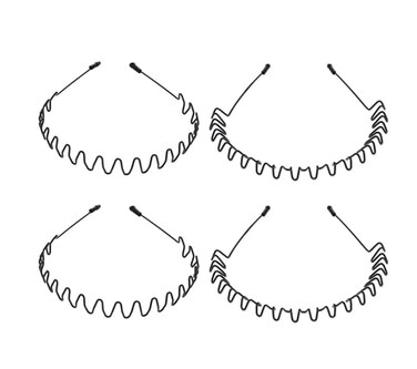 Metal Hair Band for Men - 4 Pieces Metal Headband Wavy Hairband Spring Hair Hoop for Sports Fashion Hair Bands Unisex Black Elastic Head bands Non Slip Simple