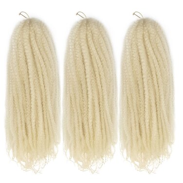 24inch Blonde Marley Braiding Hair Long Kinky Curly Marley Twist Braiding Hair for Faux Locs Box Braids Crochet Hair Extension Black Women 3Pcs(613#)