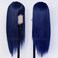 Synthetic Replacement Hair Wig With Bangs Blue Color Heat Resistant No Lace Wigs for Fashion Women