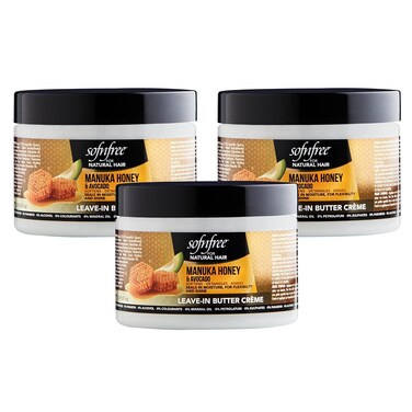 Sofn&rsquo;free Leave-In Conditioner with Manuka Honey &amp; Avocado Natural Hair Butter and Hair Moisturizer for Coily &amp; Curly Hair - 11 Fl Oz (Pack of 3)