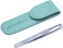 Nose Hair &amp; Ear Hair Trimming Tweezers, Eyebrow Grooming Scissors, Eyelash Clipper, Stainless Steel Grooming Scissors, Safe Round-Headed, for Men and Women (Cyan PU Case) (1 Pack)