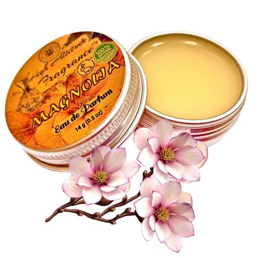 MAGNOLIA Perfume - Eau de Parfum - Solid Balm - Natural Essential Oils Aromatherapy Fragrance (Magnolia, Gardenia, Boronia, Champaca, Hyacinth, Narcissus, Tuberose) - Travel Size, Party Gifts - 0.5oz