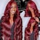 13x4 HD Lace Frontal Wig for Black Women BUG Long Body Wavy Lace Front Wigs With Baby Hair Red Body Wavy Lace Front Wigs Synthetic Pre Plucked Wigs Hair Lace Front Wigs (B-Burgundy, 30Inch)