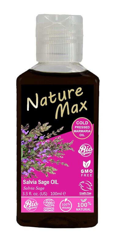 Nature Max Marmaria Salvia Sage Oil Natural Undiluted Pure For Hair &amp; Skin Care Cold Pressed Egyptian Egypt Arab Arabic Arabian Herbal Herb Herbs Kosher Halal (1Pack = 3.38 oz / 100 ml) زيت المرمرية