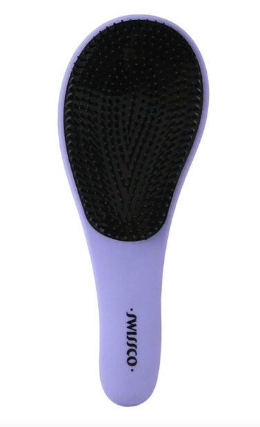 Swissco Soft Touch Detangling Hair Brush for Natural, Curly, Wet or Dry Hair (Purple)
