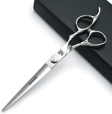 Dayline 7" Professional Salon Shears Hairdressing Scissors Haircut Human Silver Barber Scissors Japan 440c Steel Cutting Hair Scissors (7 inch)