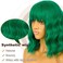 Short Bob Wigs with Bangs for Women Loose Wavy Wig Curly Wavy Shoulder Length Bob Synthetic Cosplay Wig for Girl Colorful Costume Wigs (Green)