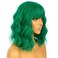 Short Bob Wigs with Bangs for Women Loose Wavy Wig Curly Wavy Shoulder Length Bob Synthetic Cosplay Wig for Girl Colorful Costume Wigs (Green)