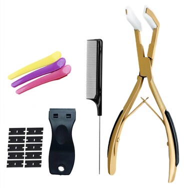 Tape in Hair Extension Pliers Hair Extension Tools Kit for Women Tape in Pliers for Hair Tape in Tools for Hair Extensions (Gold)