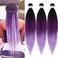 Purple Ombre Braiding Hair Pre Stretched Colored Hair Extensions for Braiding Micro Box Braids Prestretched Pre Stretched Braiding Hair Ombre 26 inch 3 Packs