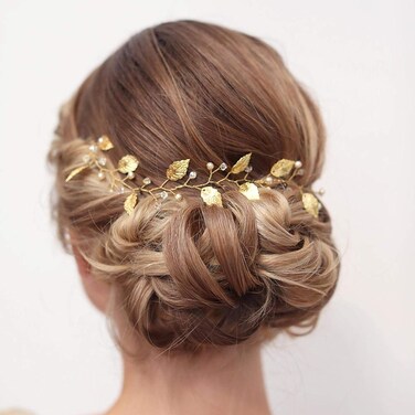 Sither Bridal Leaf Headband for Wedding Flower Girl Headband Gold Hair Vine Headband Boho Bride Hair Accessory for Prom Party
