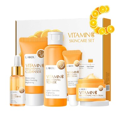 Vitamin C Skincare Set,Skincare Gifts for Women Teenage Girls,Day &amp; Night Skincare Gift Set Skin Care Sets &amp; kits - Cleanser, Toner, Face Serum, Face Cream, And Eye Cream(5 PCS)