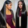 34 Inch Lace Front Wigs Human Hair 200 Density 13x4 HD Lace Front Wigs Human Hair Pre Plucked Glueless Wigs Human Hair for Women Straight Lace Frontal Wigs Human Hair Natural Color