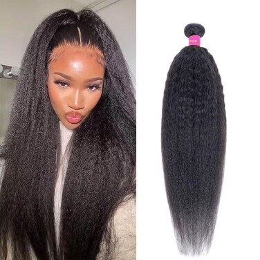 18 Inch Yaki Straight Human Hair Weave Brazilian Kinky Straight Hair Bundles sew in Real Unprocessed Virgin Weft Relaxed Hair Extensions