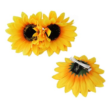 3PCS Yellow Hawaii Style Sunflower Hairpins Alligator Clips Hair Accessories for Party Beach Vacation Women Lady (3.9 inch)