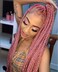 Pink Braiding Hair Extensions Pink Bundle Jumbo Braids for Box Braids Crochet Hair Premium Synthetic Fiber Single Color for Women 24 Inches 100g/bundle (3 Bundles/Pack,Pink)