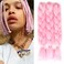 Pink Braiding Hair Extensions Pink Bundle Jumbo Braids for Box Braids Crochet Hair Premium Synthetic Fiber Single Color for Women 24 Inches 100g/bundle (3 Bundles/Pack,Pink)