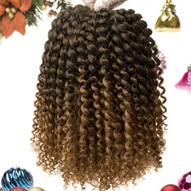 Passion Twist Hair 6 Packs Water Wave Synthetic Crochet Braids for Passion Twist Braiding Hair Bohemian Curl Hair Extensions (6PCS Passion Twist Hair 8 Inch, T1B/27)