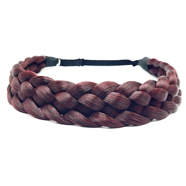 TOECWEGR Hair Braided Headband Classic Chunky Wide Thick Plaited Braids Elastic Stretch Syntheti Buckling Hairpiece Braid Headband