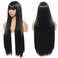 Wig with Bangs Long Black Wigs for Women 30 Inch Synthetic Straight Hair, Cosplay Costume Party Daily Wear