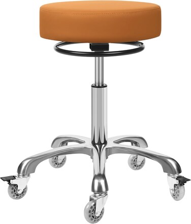 Round Rolling Stools with Wheels - Adjustable Swivel Stool Chair Heavy Duty Rolling Stool 400 lbs Thick Cushion Desk Stool for Kitchen Counter Shop Salon Spa Medical Garage(Camel)