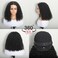 Glueless Wigs Human Hair Pre Plucked Pre Cut Kinky Curly Short Wear and Go Glueless Bob Wigs For Black Women Wet and Wavy Swiss Hd Transparent Lace Closure Wig 5x5 180% Density Middle Part (1B#16inch)